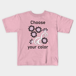 Doodle composition of the black-pink flowers Kids T-Shirt